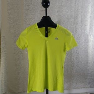 Lime neon green Adidas shirt with silver logo